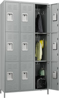 METAN Metal Storage Locker 9-Door Light Gray - Durable School & Office