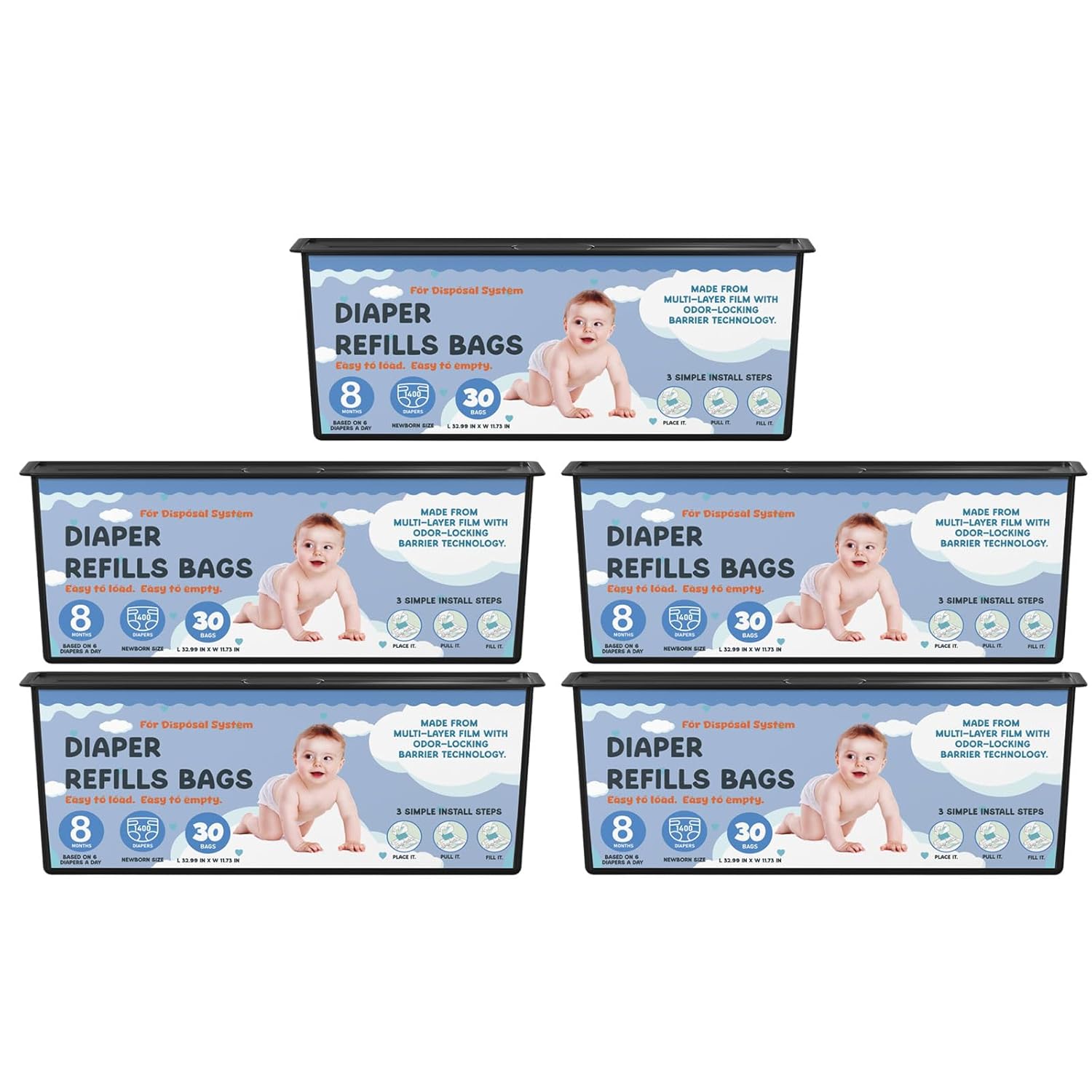 Diaper Pail Refills Bags for Genie Easy Roll and Platinum Pails