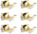 Gobrico Wave Door Levers Passage Locksets Polished Brass - Sleek