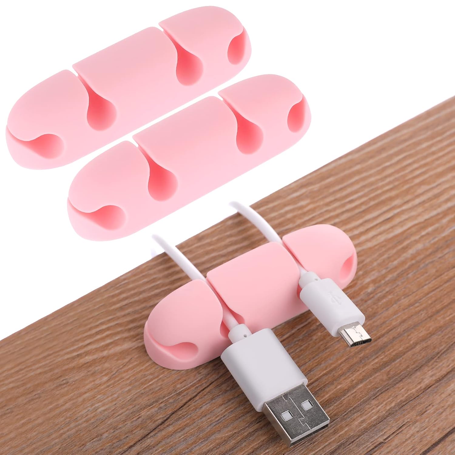 Pink Cable Clips - Keep Cords Tidy! Ideal for Office & Home