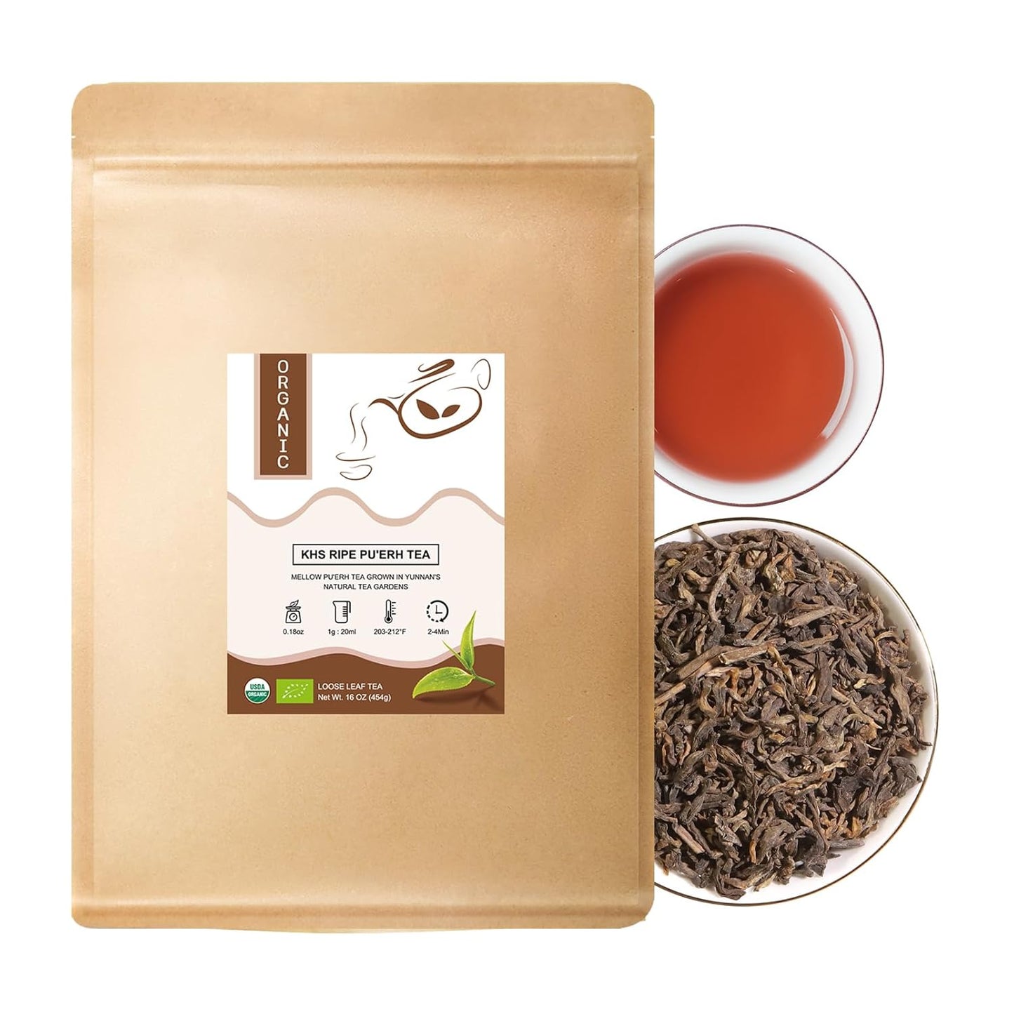 KHS Organic Pu Erh Tea Grade A for a Pure Tea Experience