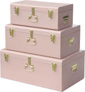 Vixdonos Decorative Box Set of 3 Metal Trunks for Home Decor