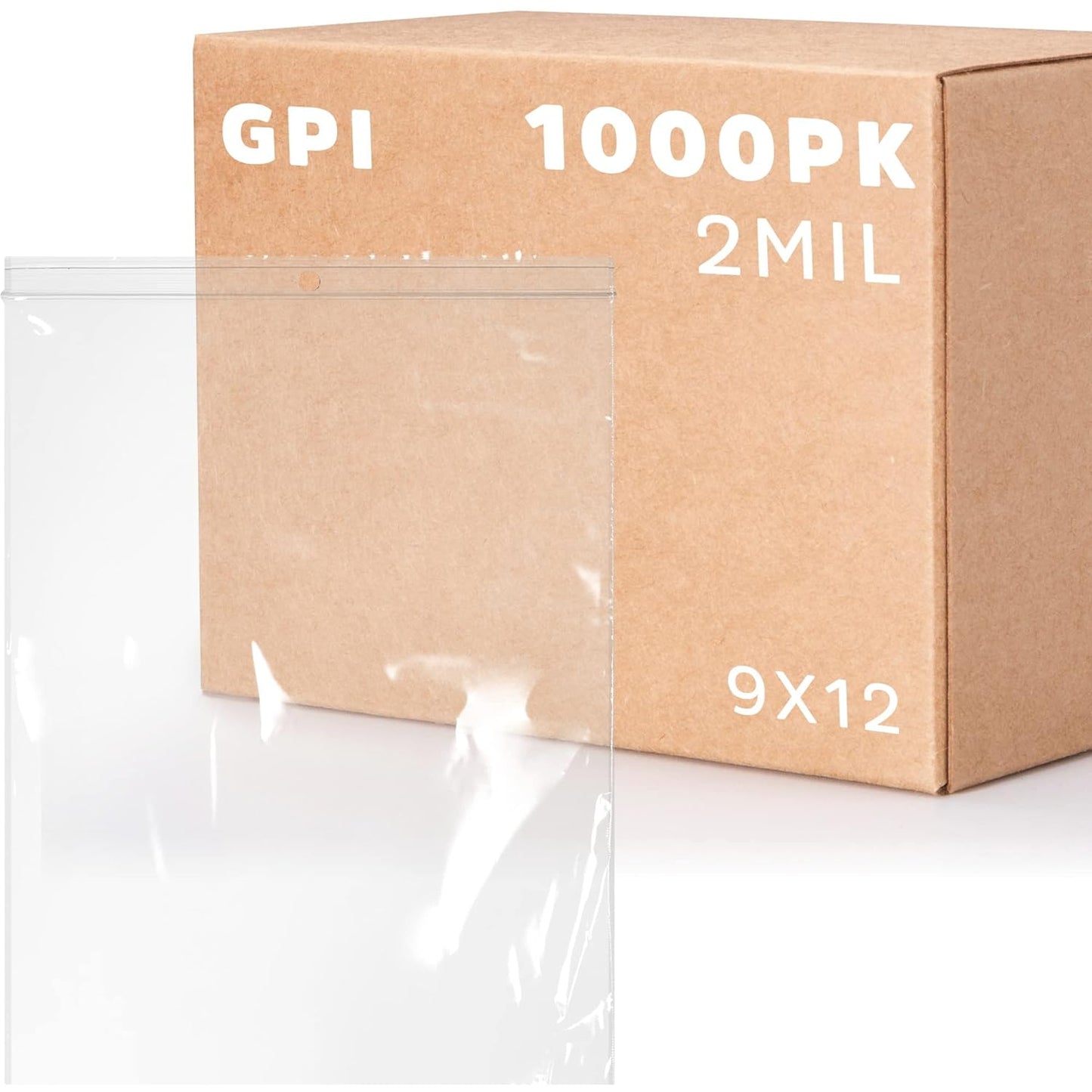 GPI 9in x 12in Clear Plastic Reclosable Zip Bags for Storage