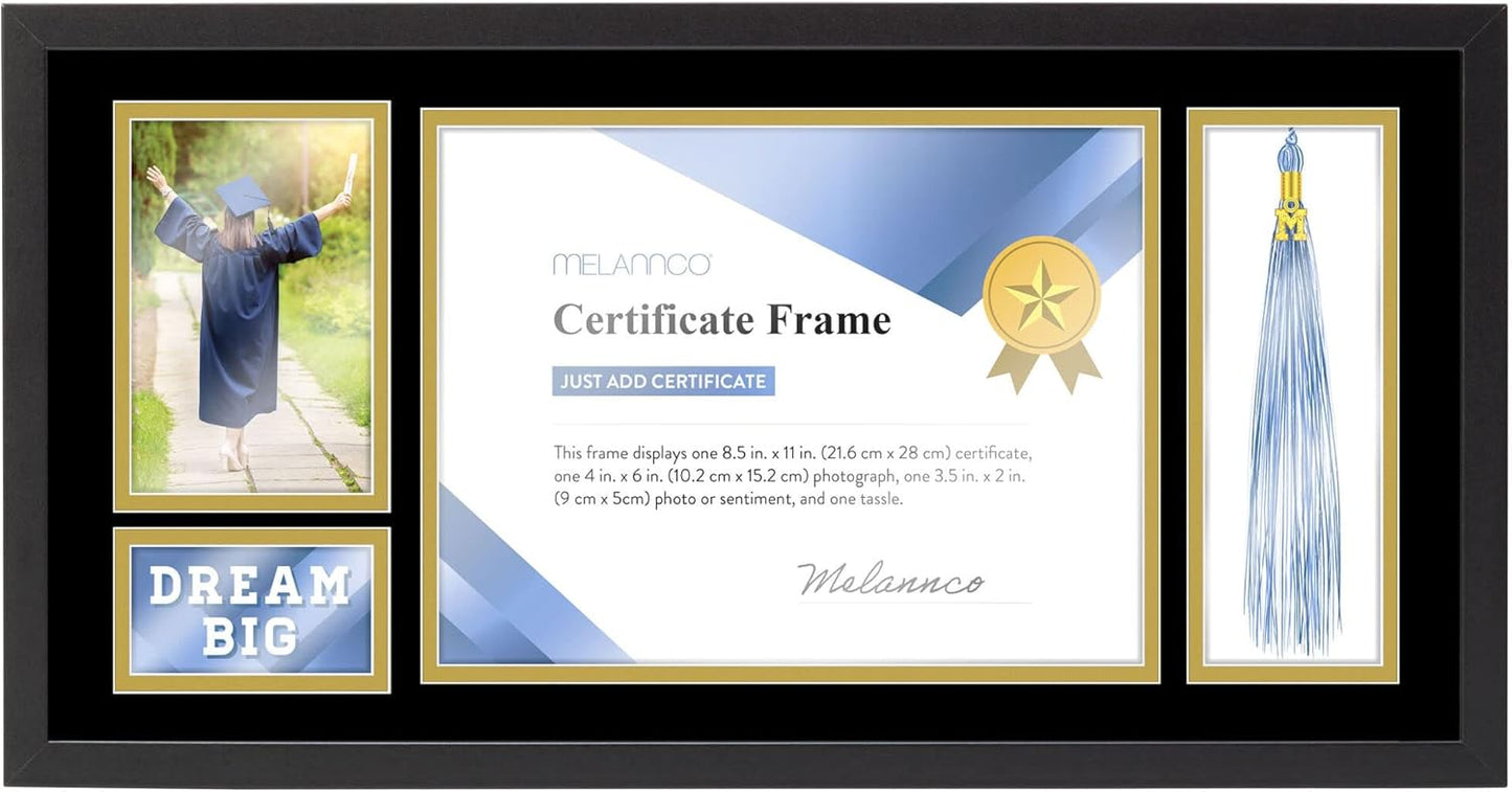 Melannco Black Matted Wood Diploma Frame for Certificates and Photos
