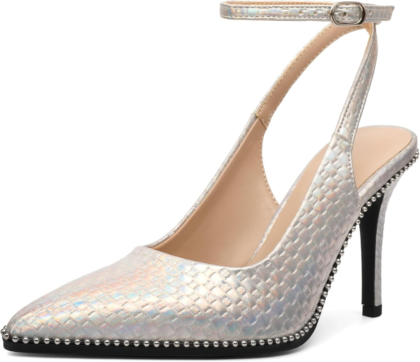 Elegant Silver Slingback Heels for Women - Perfect for Any Occasion