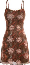Milumia Women's Mini Boho Mesh Spaghetti Strap Dress - 90s Vintage