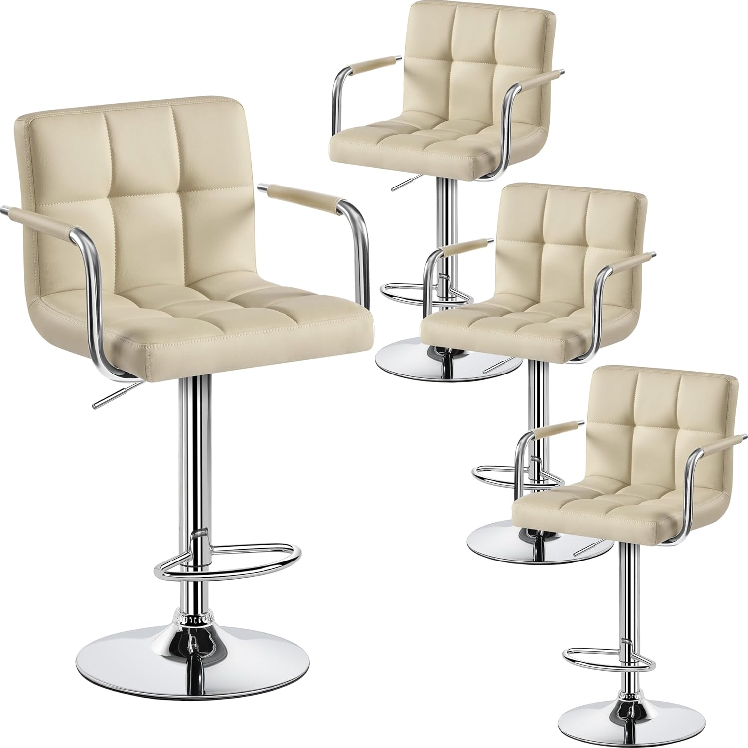 Yaheetech Bar Stools Set of 4 with Adjustable Swivel Design