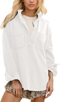 Women's Oversized Polo Neck Sweatshirt - Casual Slouchy Fit