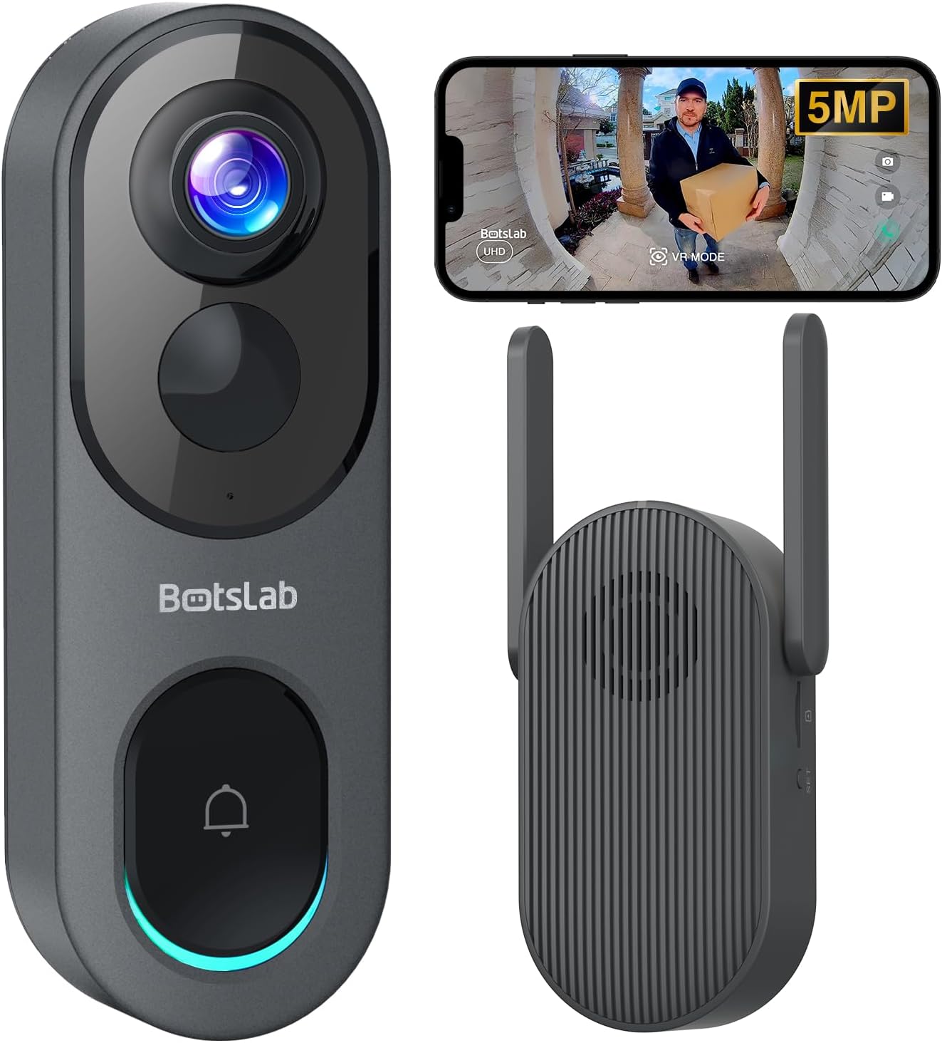 5MP Wireless Video Doorbell Camera with 180 Head-to-Toe View