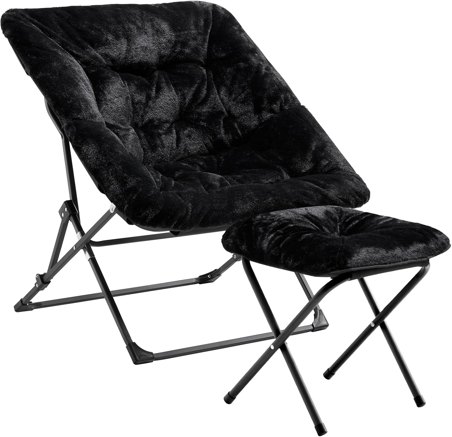 OAKHAM Comfy Chair for Adults - Soft Faux Fur Folding Lounge