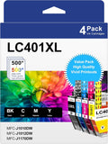 High Yield LC401XL Ink Cartridges for Brother Printers - 4 Pack