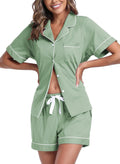 Womens 100% Cotton Pajamas Set Short Sleeve - Soft 2 Piece PJs