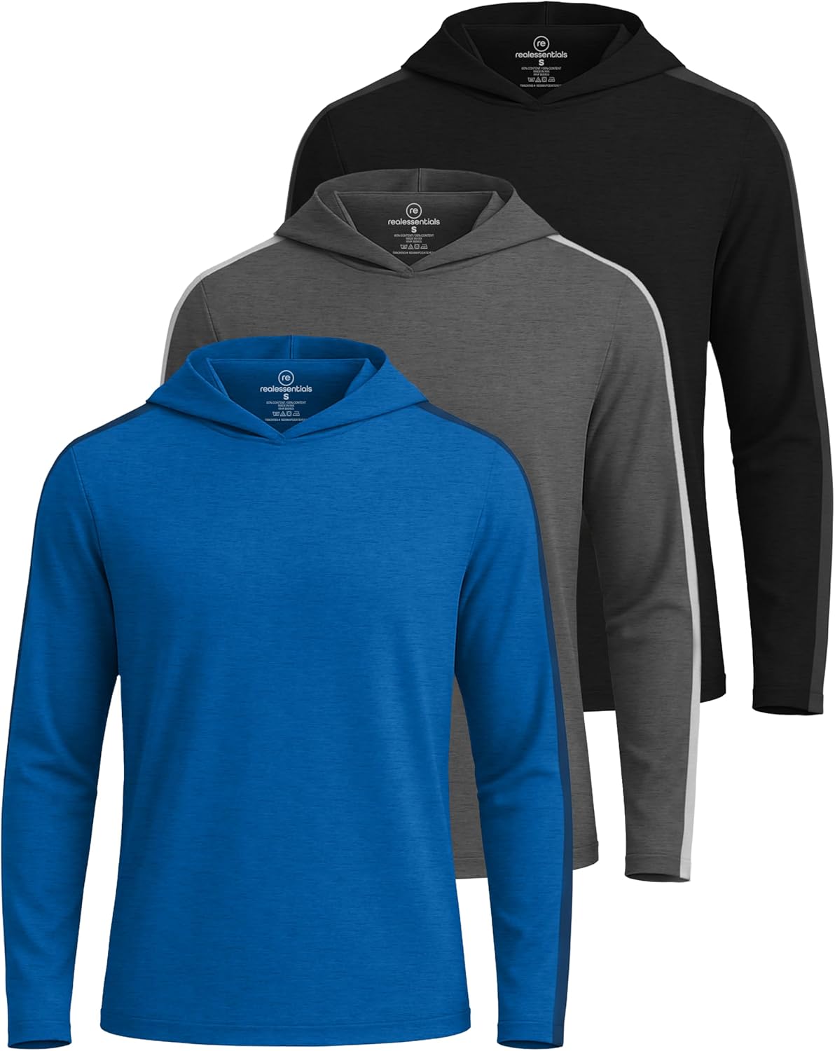 Men's Dry Fit Wicking Long Sleeve Fishing Hoodie Pullover 3 Pack