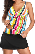 Womens Tankini Bathing Suits with Skirt Two Piece Tummy Control V