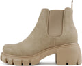 Women Lug Sole Mid Heel Chelsea Ankle Bootie - Stretch Gore Comfort