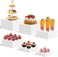6PCS Buffet Risers White Acrylic Cube Boxes - Elegant Food Display
