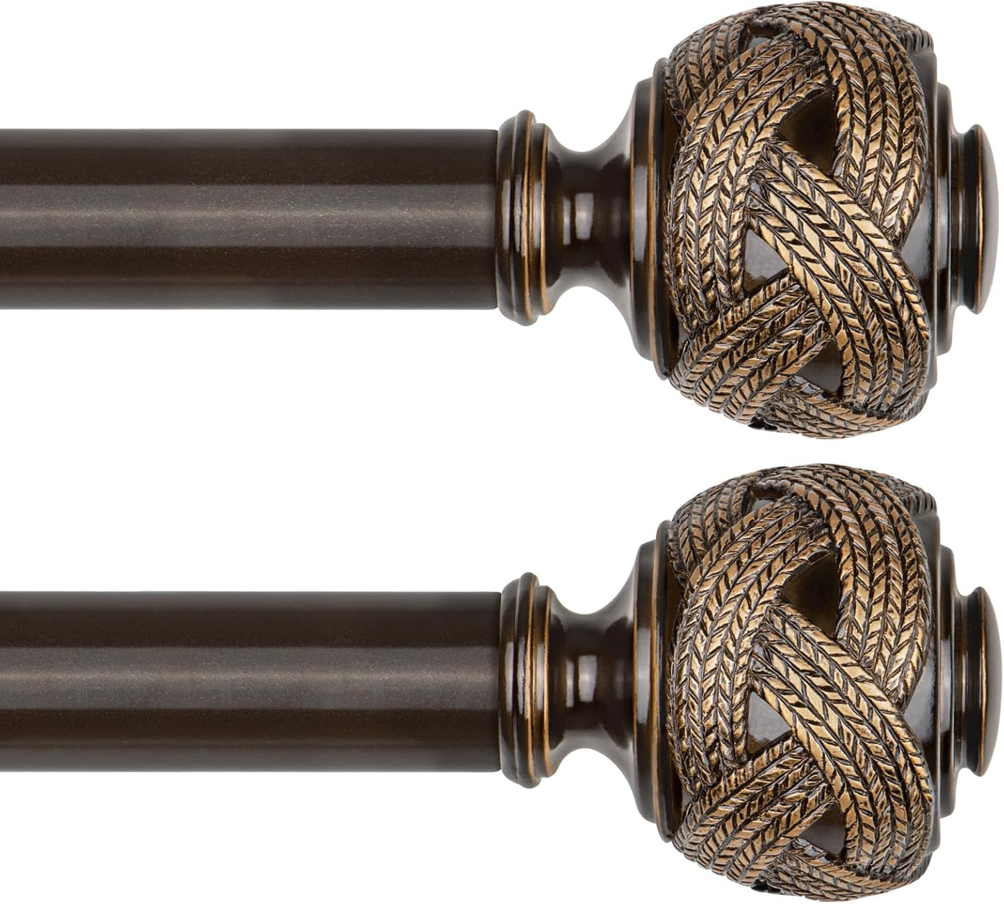 Telescoping Curtain Rods 32 to 58 Inches with Leaf Finials
