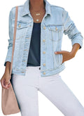 Womens Button Down Stretch Fitted Denim Jean Jacket - Versatile Layer