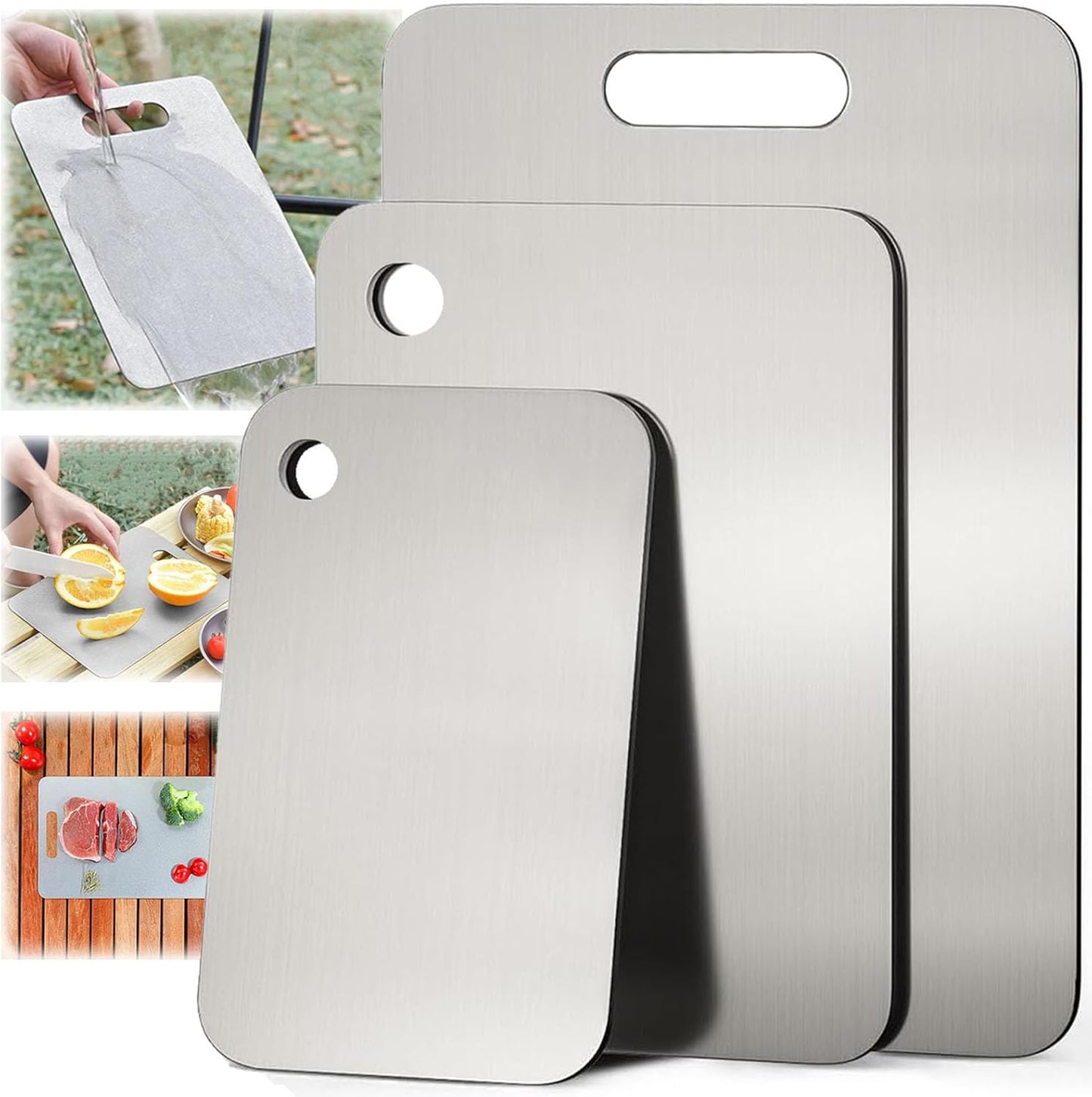 100% Pure Titanium Cutting Board Set of 3 for Kitchen Use