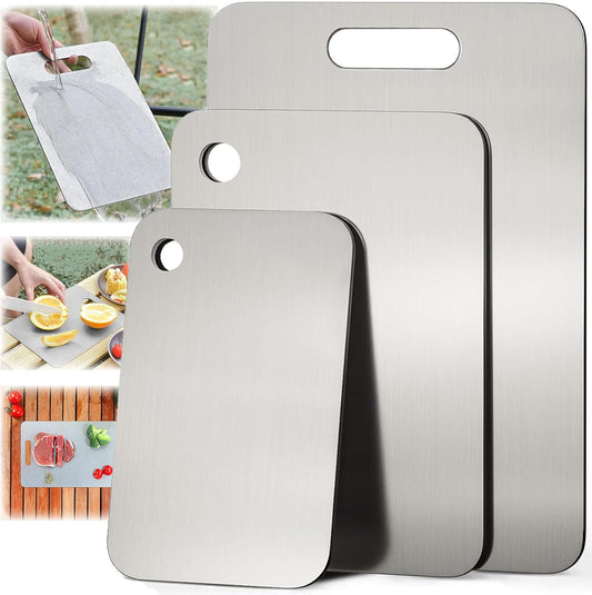 100% Pure Titanium Cutting Board Set of 3 for Kitchen Use