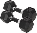 Yes4All Chrome/Rubber Grip Encased Hex Dumbbells Pair - Durable