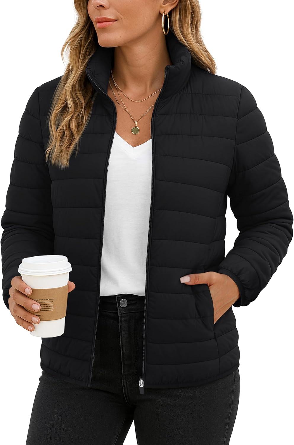 TACVASEN Women's Puffer Jackets Lightweight Warm Zip Up Coats