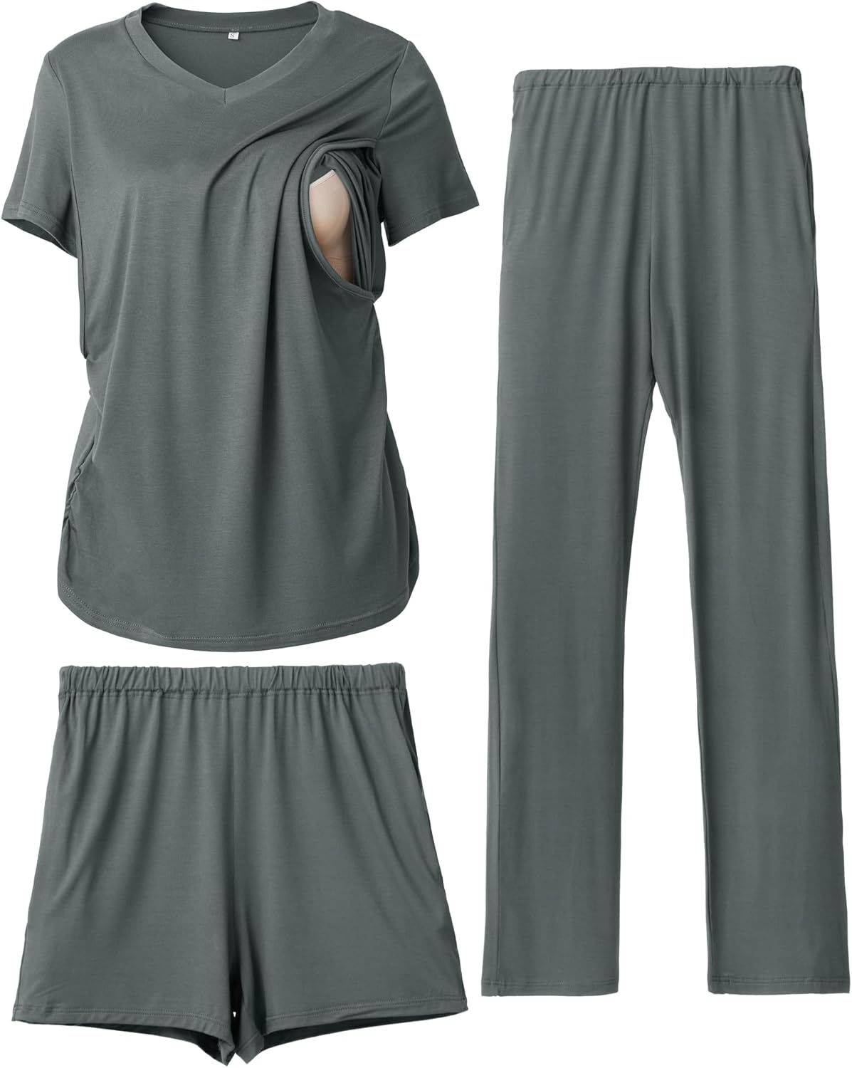 Rnxrbb 3 Piece Women's Maternity Nursing Pajamas Set for Comfort