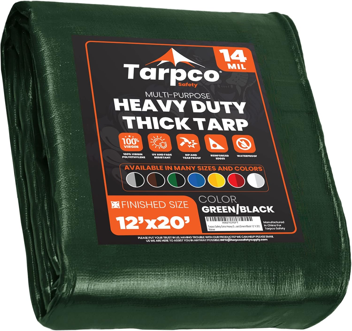Tarpco Safety Extra Heavy Duty 14 Mil Tarp Cover for All Needs