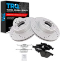 TRQ Performance Drilled Slotted Rotor & Posi Ceramic Pad Front Set