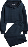 Girls 2 Piece Waffle Knit Tracksuit Set - Cozy Everyday Activewear