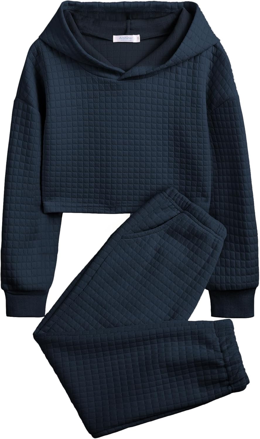 Arshiner Girls 2 Piece Outfit Waffle Knit Pullover Tracksuit
