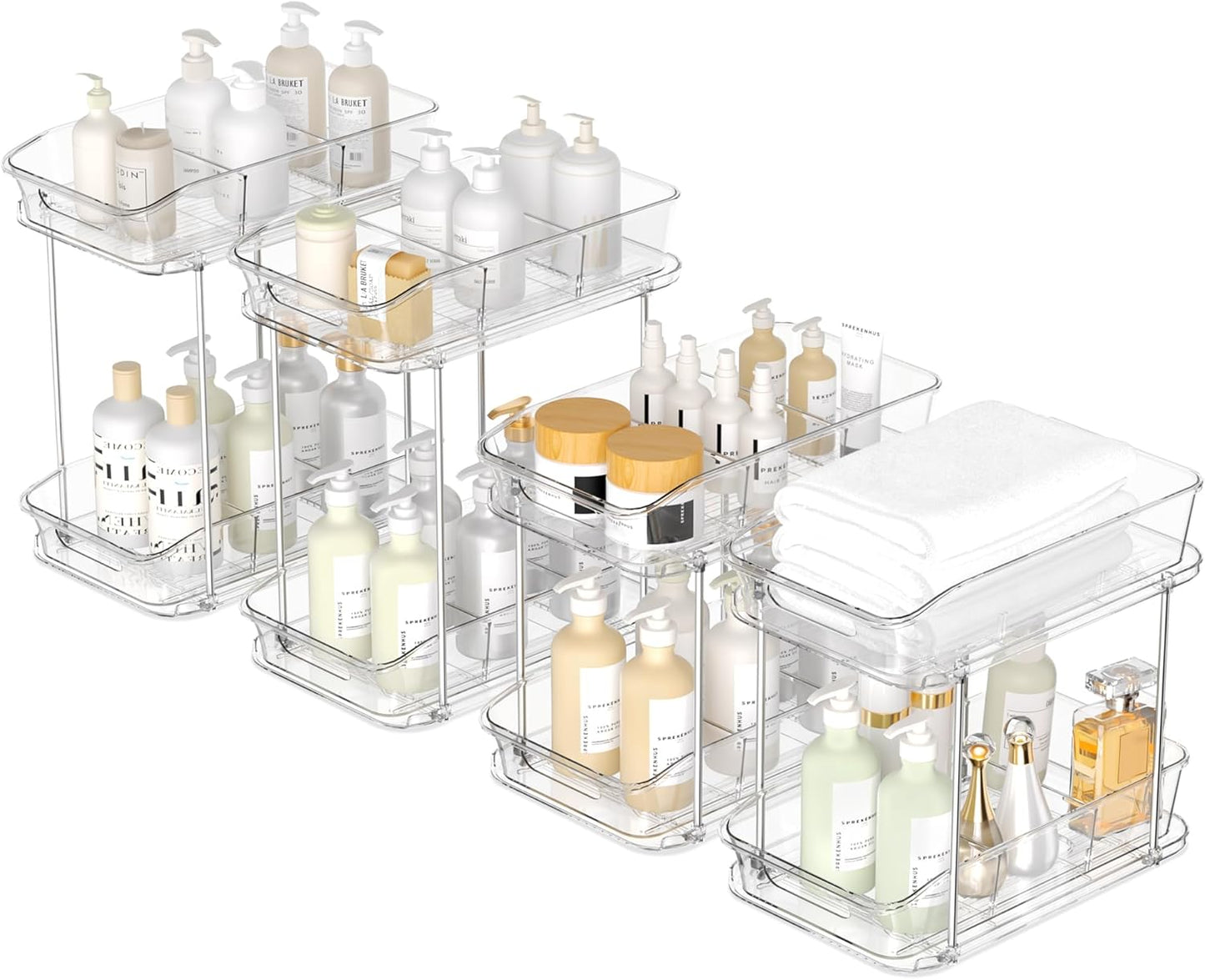 2 Tier Pull-Out Storage Organizer for Bathroom and Kitchen