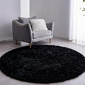 Black Round Rug Ultra-Soft Plush 7x7 Circle Area Rug - Cozy Fluffy