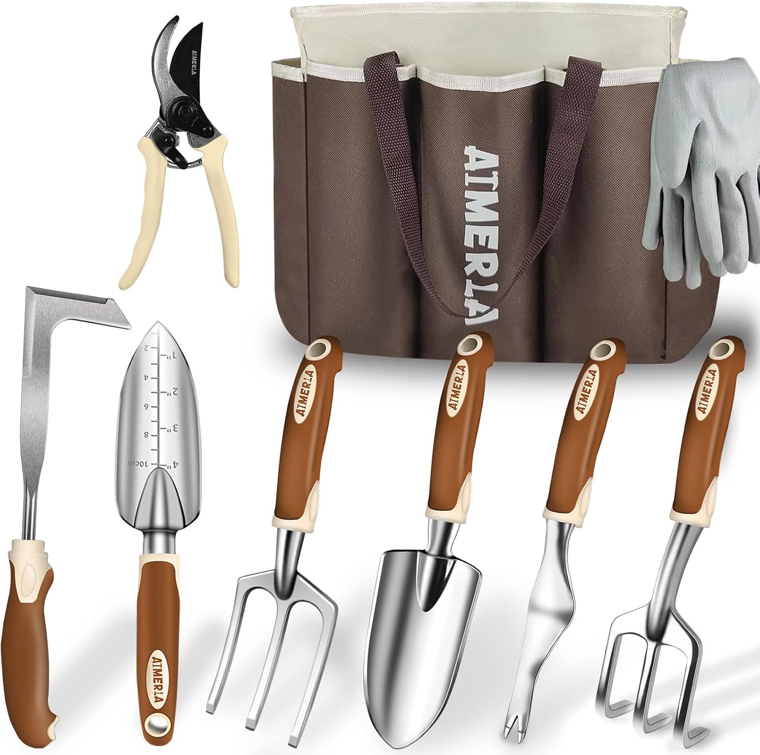 Aimerla Gardening Tools Set of 9 Heavy Duty Garden Tools