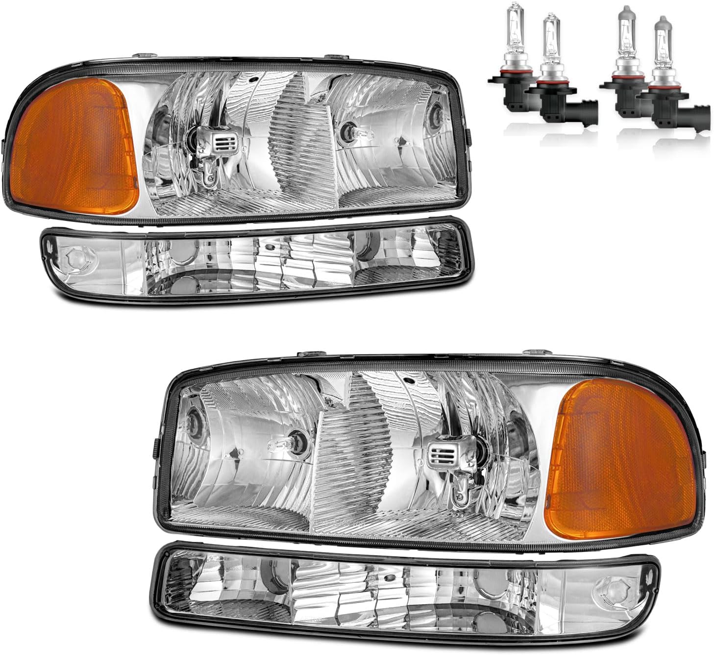 Headlights Assembly for 99-07 GMC Sierra & Yukon - Chrome Housing
