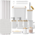 Bathroom Set 25PC White Shower Curtain and Rugs - Complete Bath Kit