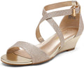 Womens Low Wedge Sandals Ankle Strap Open Toe - Low 2in Heel