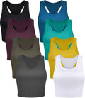 Geyoga 8 Pcs Women Basic Crop Tank Tops for Summer Comfort