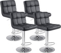 Bar Stools Set of 4 PU Leather Adjustable Swivel Barstools