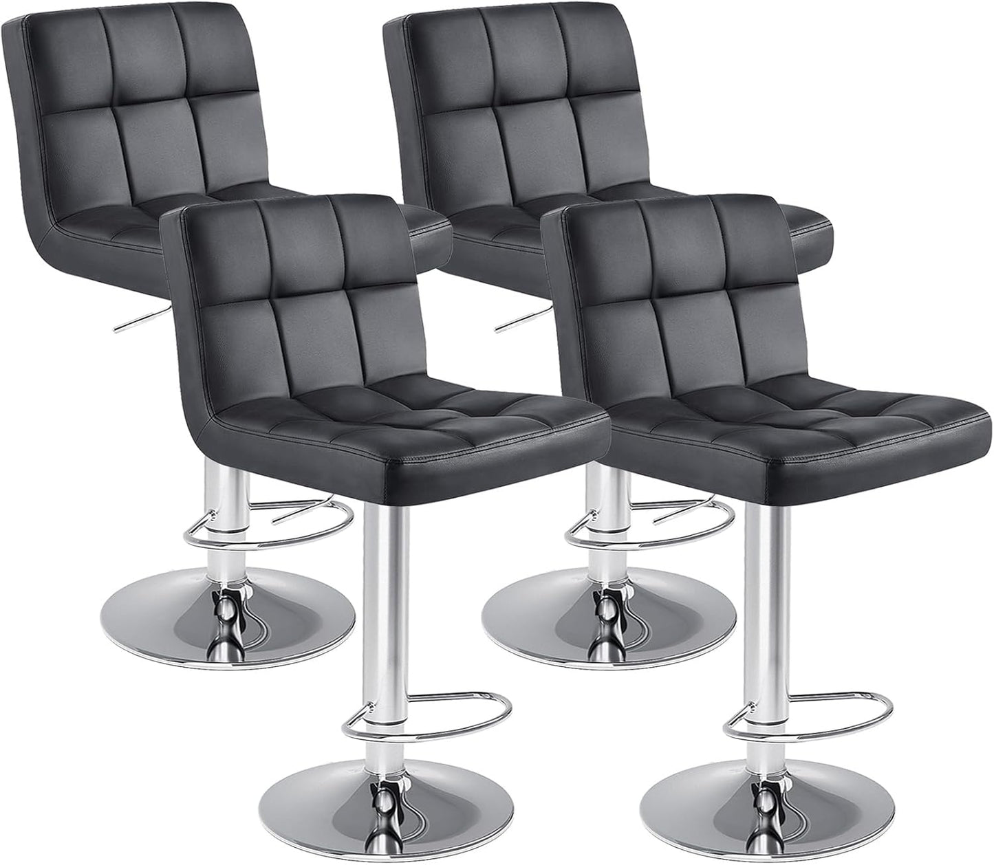 Adjustable Swivel Bar Stools Set of 4 with Thick Cushions