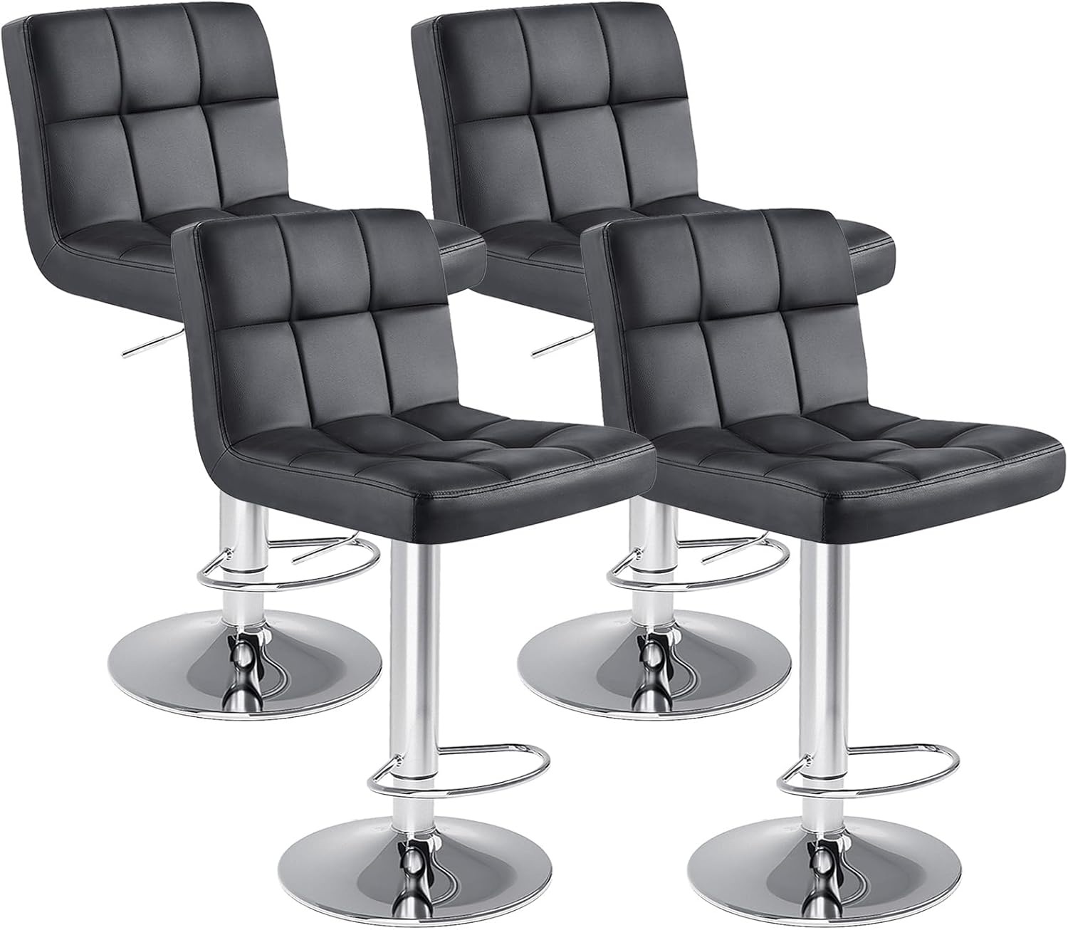 Adjustable Swivel Bar Stools Set of 4 with Thick Cushions