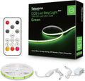 32.8ft Green COB LED Strip Lights with RF Remote - Dotless, Dimmable