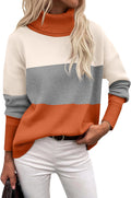 Turtleneck Chunky Knit Sweater - Warm High Low Hem Pullover