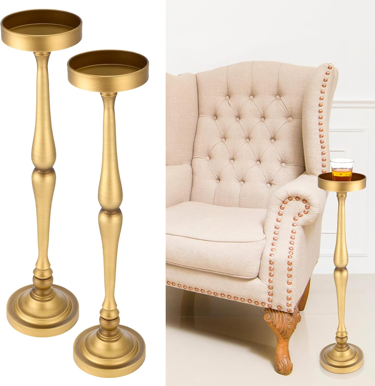 Vintage Gold Drink Stand - Small Space Savior!