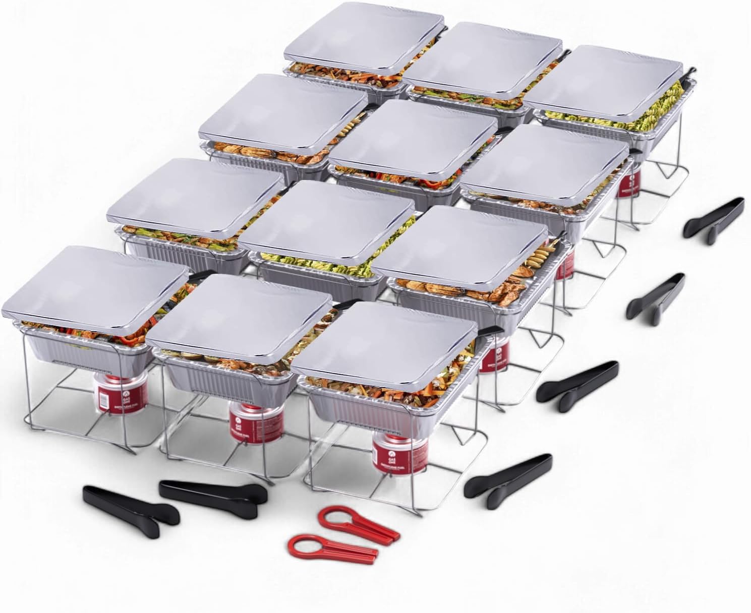 12 Pack Disposable Chafing Dish Buffet Set for Perfect Events