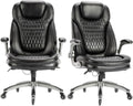 Executive Office Chair Black - High Back Leather, Set of 2