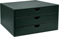 Dark Green 3-Drawer Document Organizer - Compact Desktop File Box