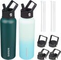 BJPKPK 2 Pack Insulated Water Bottles with Straw Lids for Travel