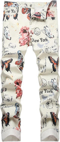 Men's Skinny Denim Jeans - Casual Stylish Printed Slim Fit