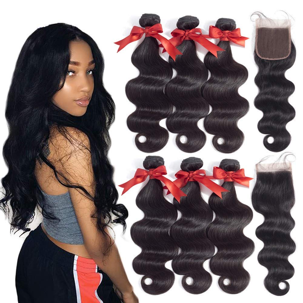 Brazilian Body Wave Virgin Hair Bundles with Lace Closure for You